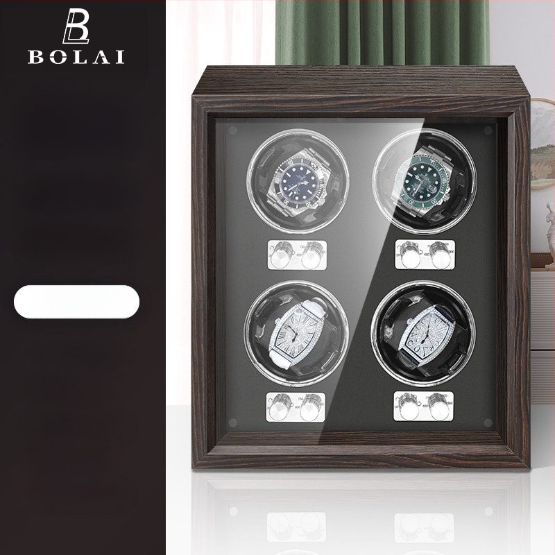 BOLAI Koka Pulksteņu Šakers un Rotators, Kluss, Pretmagnētisks, Automātisks ar Glabāšanas Kastīti