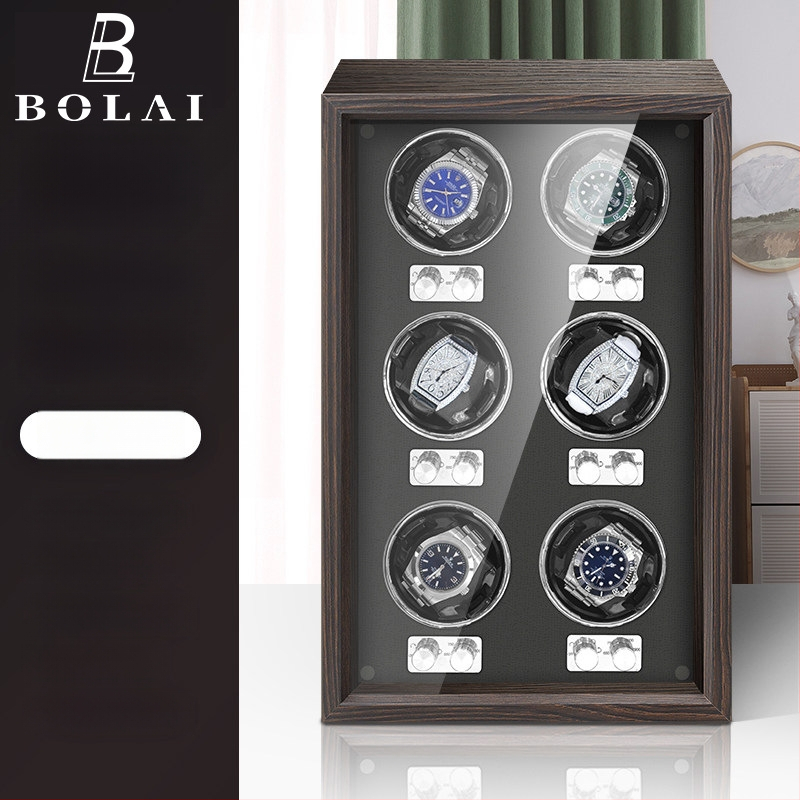 BOLAI Koka Pulksteņu Šakers un Rotators, Kluss, Pretmagnētisks, Automātisks ar Glabāšanas Kastīti