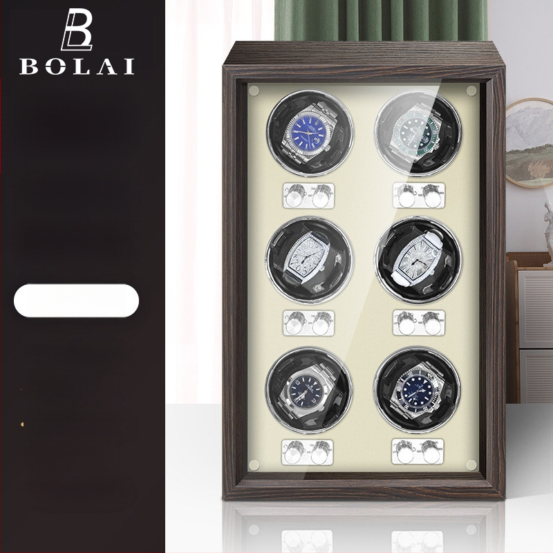 BOLAI Koka Pulksteņu Šakers un Rotators, Kluss, Pretmagnētisks, Automātisks ar Glabāšanas Kastīti