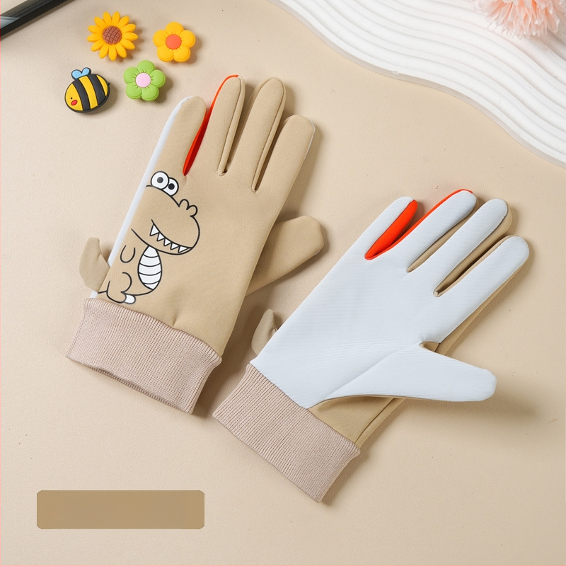 Bērnu ziemas cimdi no neilona, slēpošanai, karikatūras raksts, silti, vecums 5–10 gadi