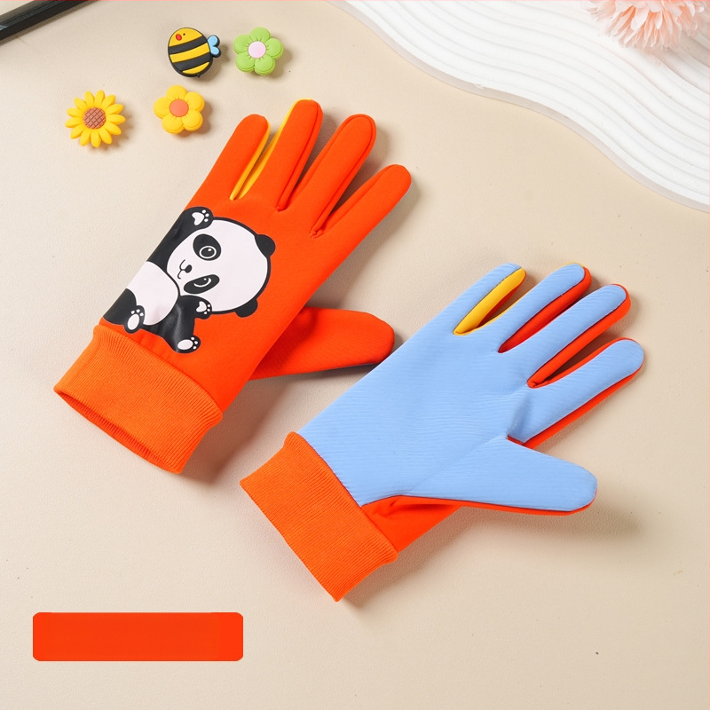 Bērnu ziemas cimdi no neilona, slēpošanai, karikatūras raksts, silti, vecums 5–10 gadi