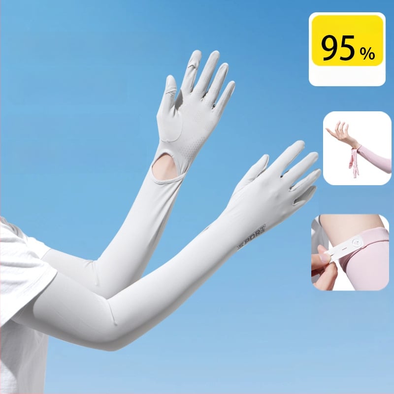 Дамски удължен ръкав от ледена коприна с UV защита, за шофиране и каране на колело