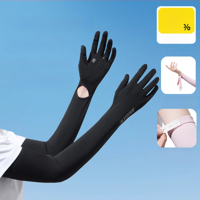 Дамски удължен ръкав от ледена коприна с UV защита, за шофиране и каране на колело