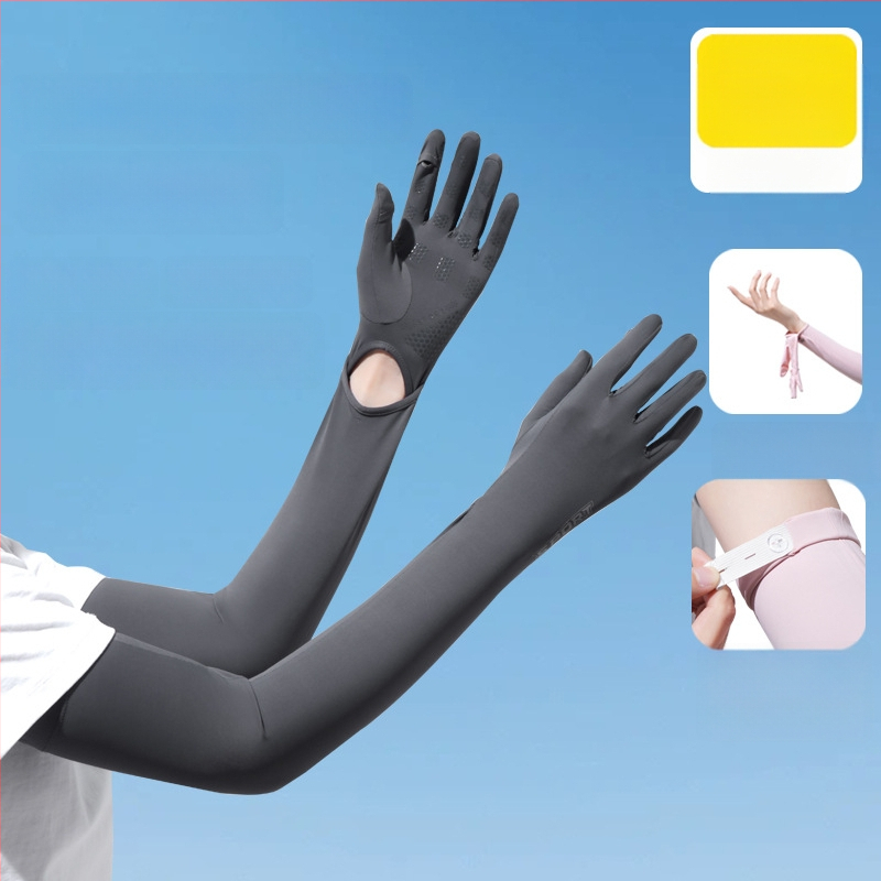 Дамски удължен ръкав от ледена коприна с UV защита, за шофиране и каране на колело