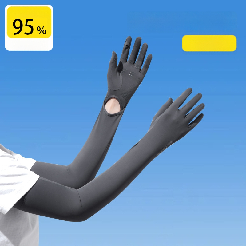 Дамски удължен ръкав от ледена коприна с UV защита, за шофиране и каране на колело