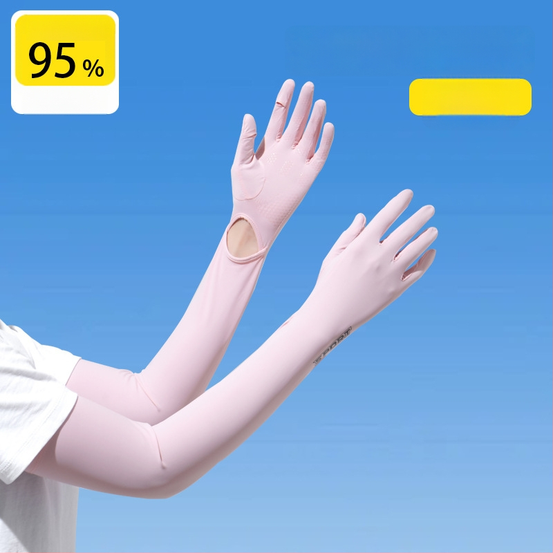 Дамски удължен ръкав от ледена коприна с UV защита, за шофиране и каране на колело