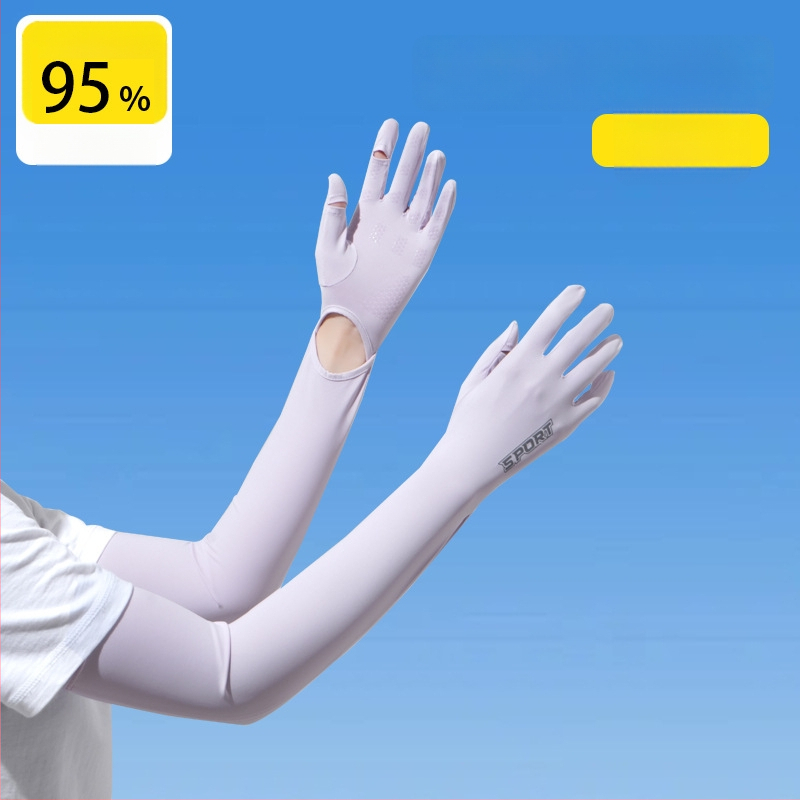 Дамски удължен ръкав от ледена коприна с UV защита, за шофиране и каране на колело