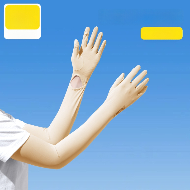 Дамски удължен ръкав от ледена коприна с UV защита, за шофиране и каране на колело