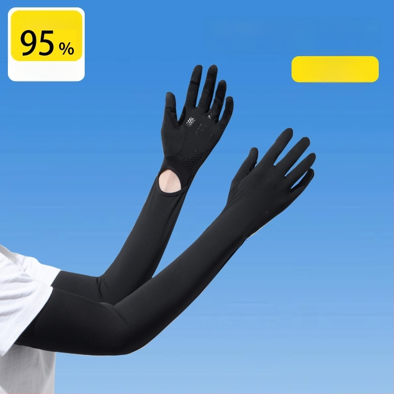 Дамски удължен ръкав от ледена коприна с UV защита, за шофиране и каране на колело