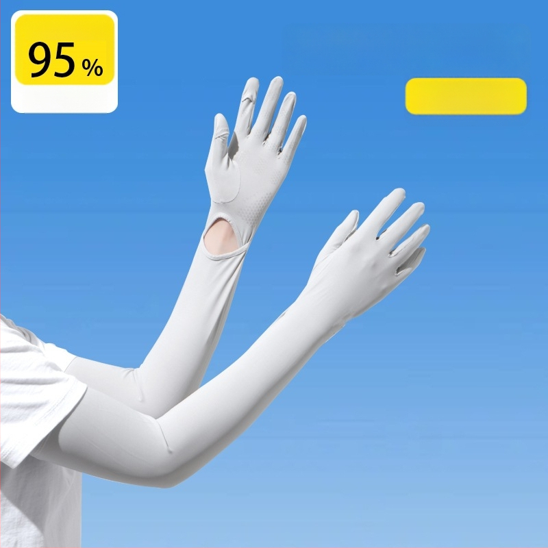 Дамски удължен ръкав от ледена коприна с UV защита, за шофиране и каране на колело