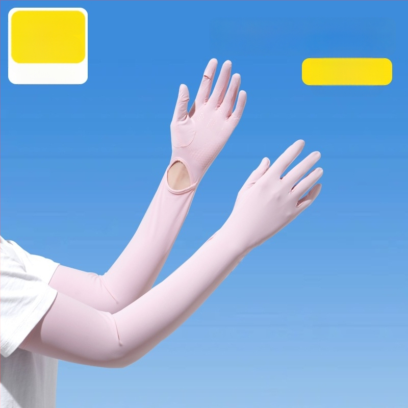 Дамски удължен ръкав от ледена коприна с UV защита, за шофиране и каране на колело