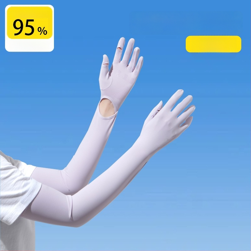 Дамски удължен ръкав от ледена коприна с UV защита, за шофиране и каране на колело