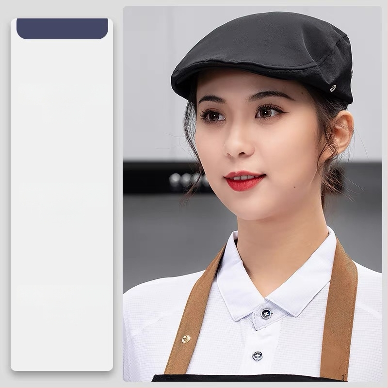 Unisex denim beret za kuhinju, kafiće i restorane – mrežasta kapa kuhara s ušivenim logom