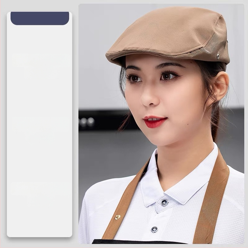 Unisex denim beret za kuhinju, kafiće i restorane – mrežasta kapa kuhara s ušivenim logom