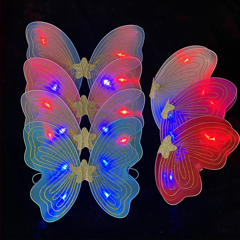 Tauriņu spārnu kostīmu spārni bērnu izrādēm, salocāmi eņģeļu spārni, spīdīgs apdare, triju daļu komplekts elf spārniem