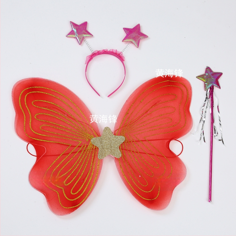 Tauriņu spārnu kostīmu spārni bērnu izrādēm, salocāmi eņģeļu spārni, spīdīgs apdare, triju daļu komplekts elf spārniem