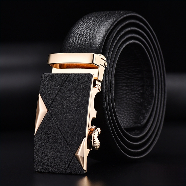 Vīriešu josta no īstas ādas pirmās kārtas ar sakausējuma automātisko sprādzi, platums 2–4 cm, biznesa minimalistiskais stils