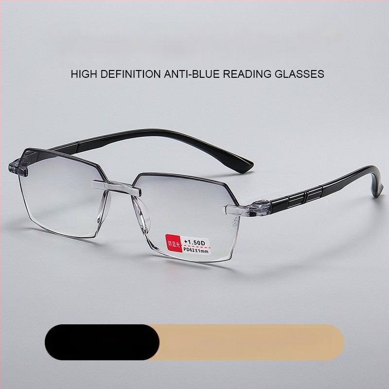 Lasīšanas brillēs ar zilās gaismas aizsardzību, vieglas, 21 g, PC lēcas, kvadrātveida rāmis