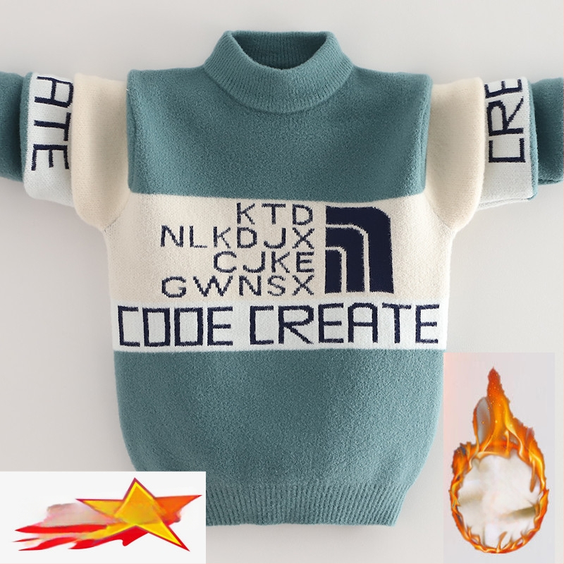 Vaikų mink velvet megztinis su fleece pamušalu ir storu audiniu žiemai (Korėjos stilius; gobtuvė; apvalus kaklas; ilgos rankovės; akrilinis pluoštas)