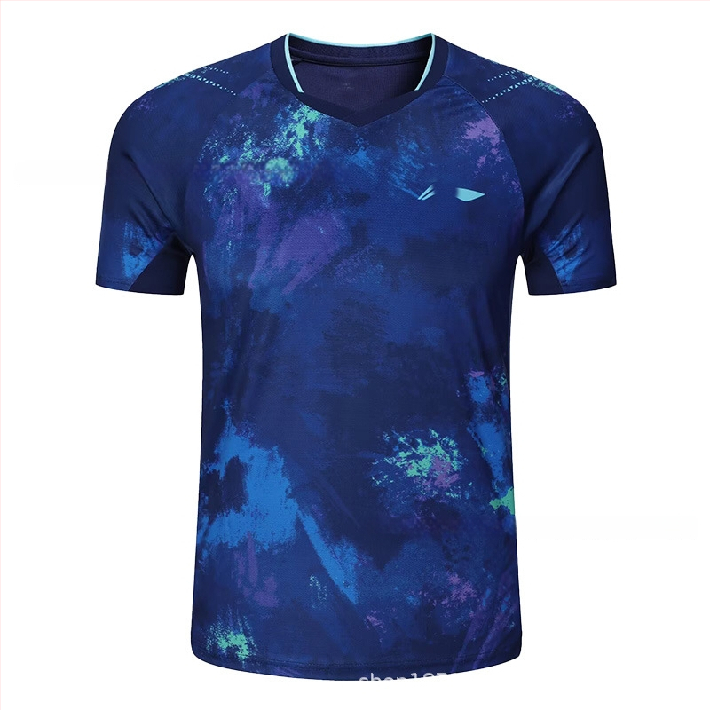 Stalo teniso trumpų rankovių treniruočių komplektas – Unisex, greitai džiūstantis poliesterio mišinys, 95–100% poliesteris, pavasaris–ruduo, suaugusiems ir vaikams