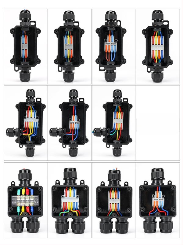 MX-0800 Ārējā ūdensdroša kabelu kastīte ar ātru termināļa bloku, IP68, gatava iegremdēšanai, versijas 2 ievadi/2 izejas vai 2 ievadi/4 izejas