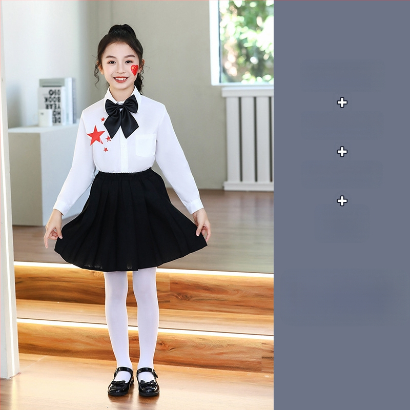 Vaikų sceniniai kostiumai chorai ir recitacijai, nuo darželio iki gimnazijos, medvilnės audinys su 80% poliesterio, tinkami cheerleading, 8+ metų (aukštis virš 140 cm), Ruduo 2025