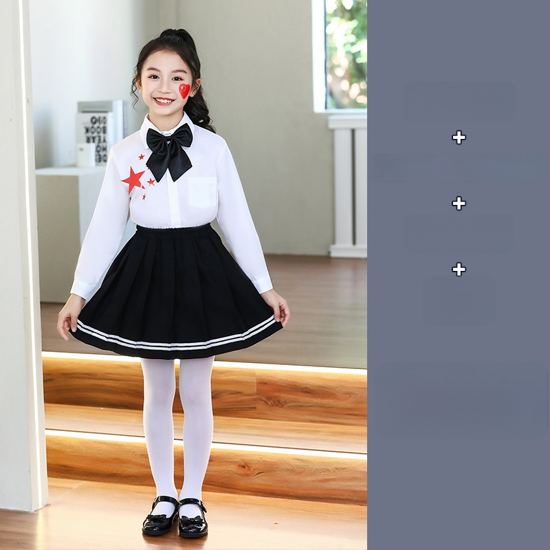 Vaikų sceniniai kostiumai chorai ir recitacijai, nuo darželio iki gimnazijos, medvilnės audinys su 80% poliesterio, tinkami cheerleading, 8+ metų (aukštis virš 140 cm), Ruduo 2025