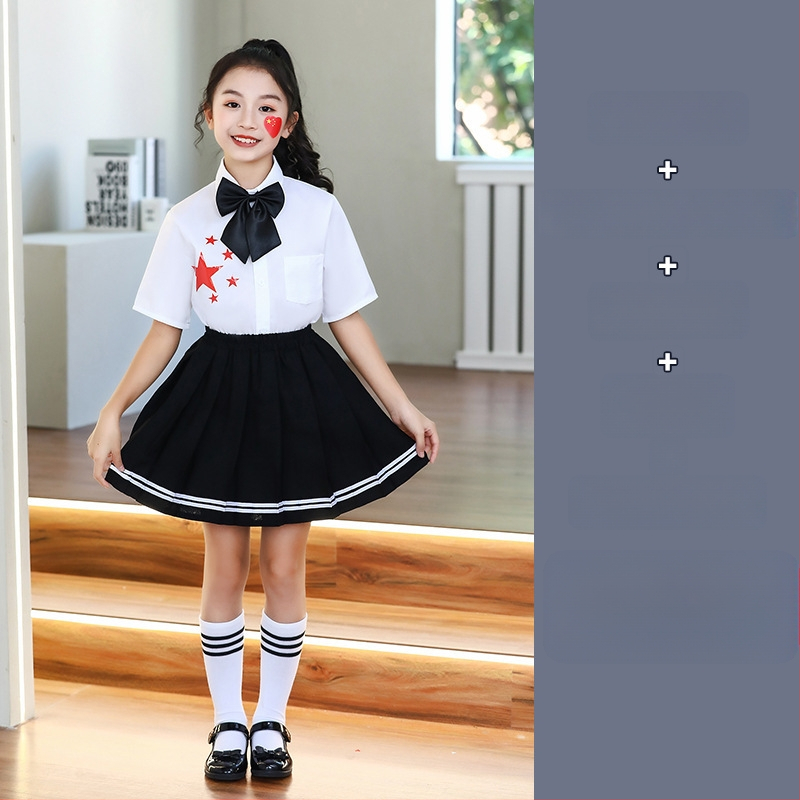 Vaikų sceniniai kostiumai chorai ir recitacijai, nuo darželio iki gimnazijos, medvilnės audinys su 80% poliesterio, tinkami cheerleading, 8+ metų (aukštis virš 140 cm), Ruduo 2025