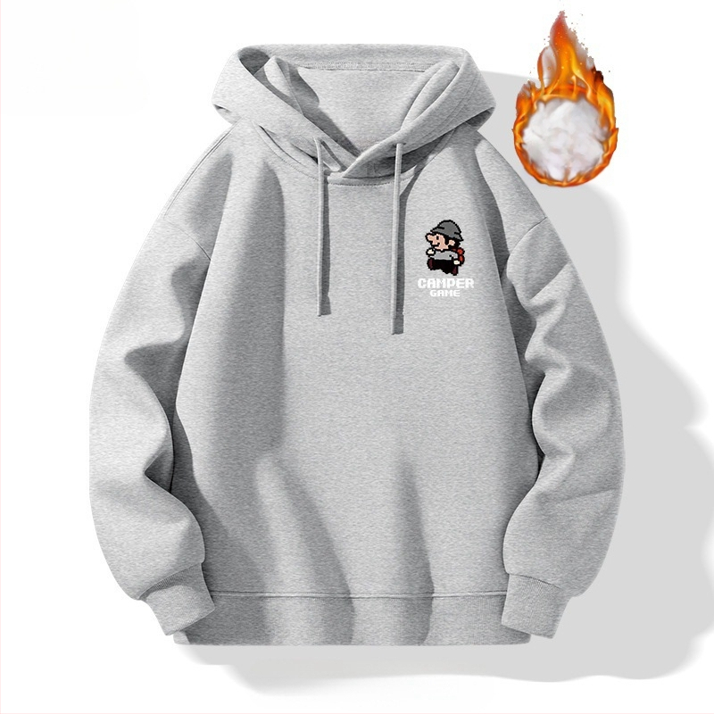 TT Férfi kapucnis fleece-betétes pulóver, 65% pamut, laza szabás, hosszú ujjú, nyomtatott dizájn