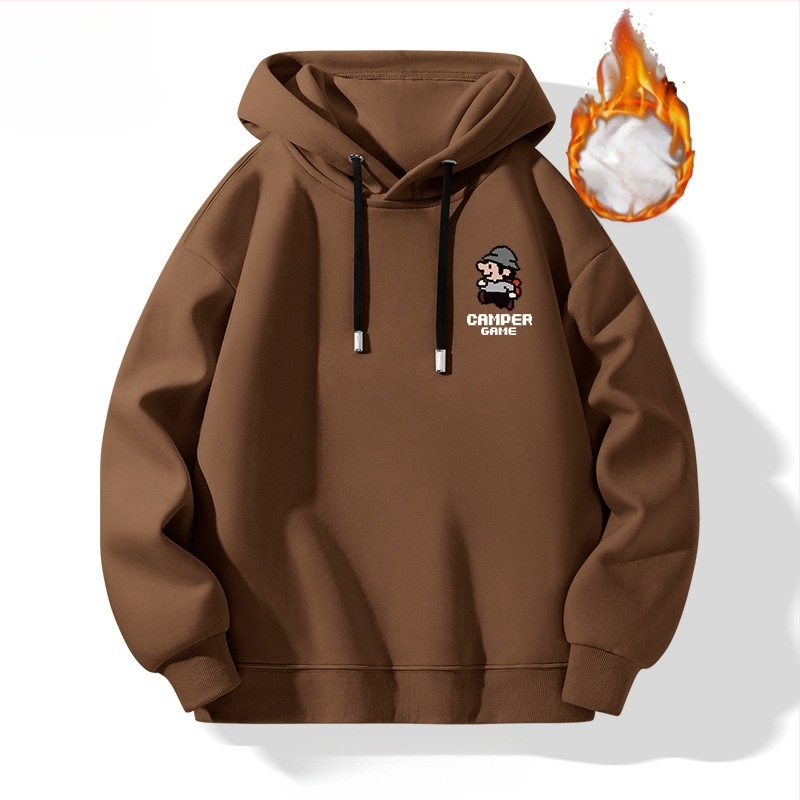 TT Férfi kapucnis fleece-betétes pulóver, 65% pamut, laza szabás, hosszú ujjú, nyomtatott dizájn