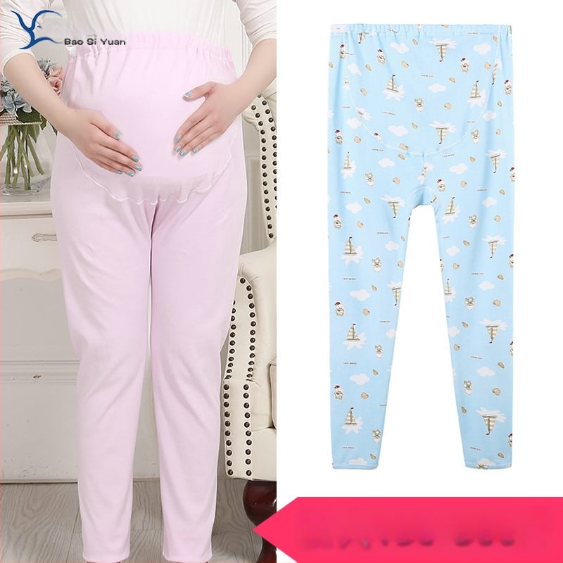 Εγκυμοσύνης φθινοπωρινά παντελόνια με υποστήριξη κοιλιάς, 99% βαμβάκι, μεσαίο πάχος, χαλαρή γραμμή