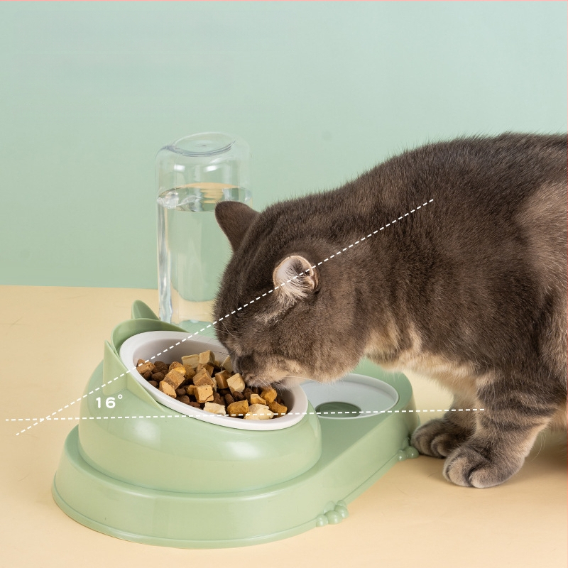 Котешка двойна купа с автоматично подаване на вода – пластмаса, CUUKIEE