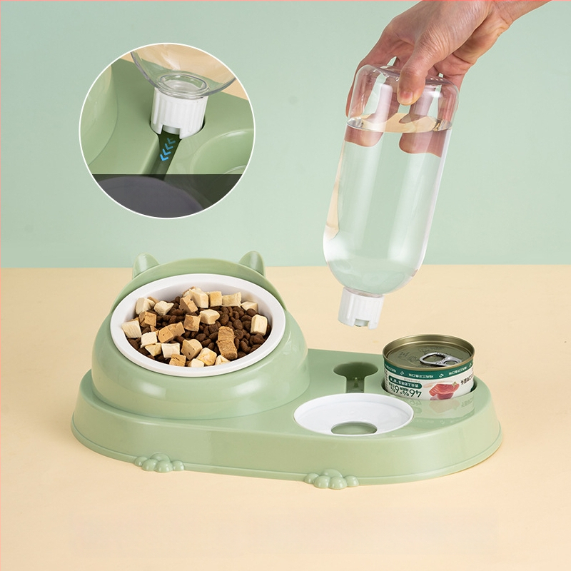 Котешка двойна купа с автоматично подаване на вода – пластмаса, CUUKIEE