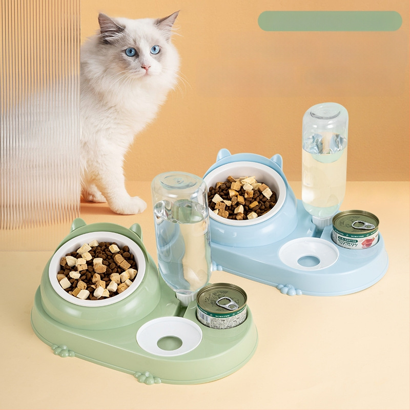 Котешка двойна купа с автоматично подаване на вода – пластмаса, CUUKIEE