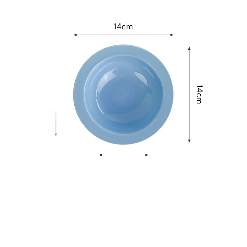 Керамична котешка купичка с форма на летящ диск и защита на ръба за хранене