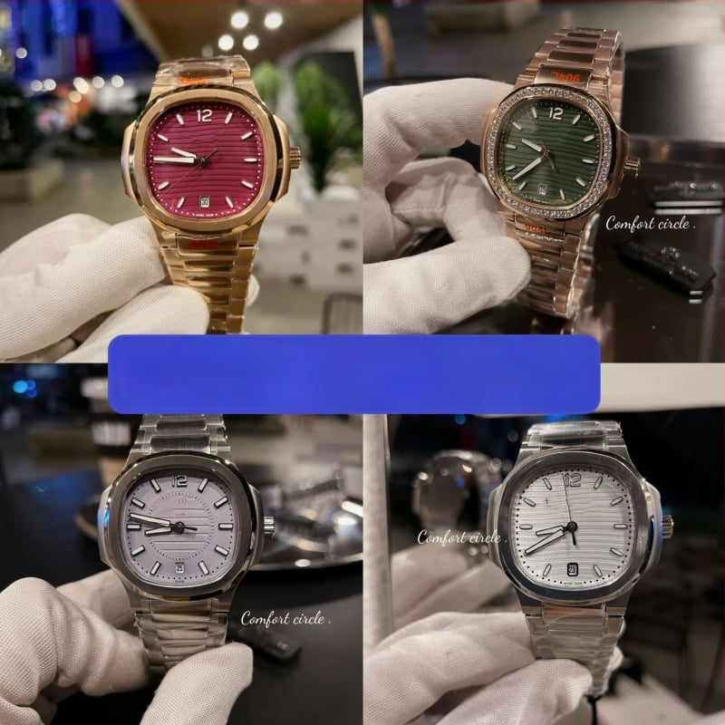 Nautilus stila gradientais kvadrātas sieviešu kvarca pulkstenis, Swiss ETA kustība, 30M ūdensizturība, safīra stikls, nerūsējošā tērauda siksniņa