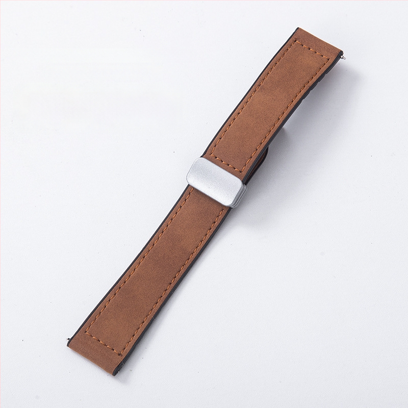 Crazy Horse ādas viedpulksteņa siksna ar magnētisku salokāmu sprādzi, saderīga ar Samsung Watch un Huawei GT3