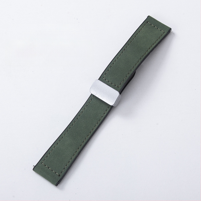 Crazy Horse ādas viedpulksteņa siksna ar magnētisku salokāmu sprādzi, saderīga ar Samsung Watch un Huawei GT3