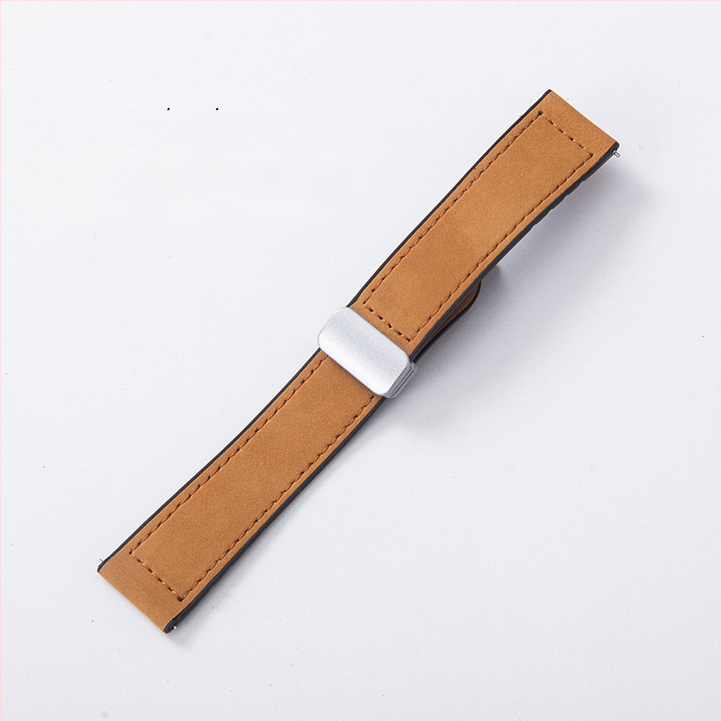 Crazy Horse ādas viedpulksteņa siksna ar magnētisku salokāmu sprādzi, saderīga ar Samsung Watch un Huawei GT3