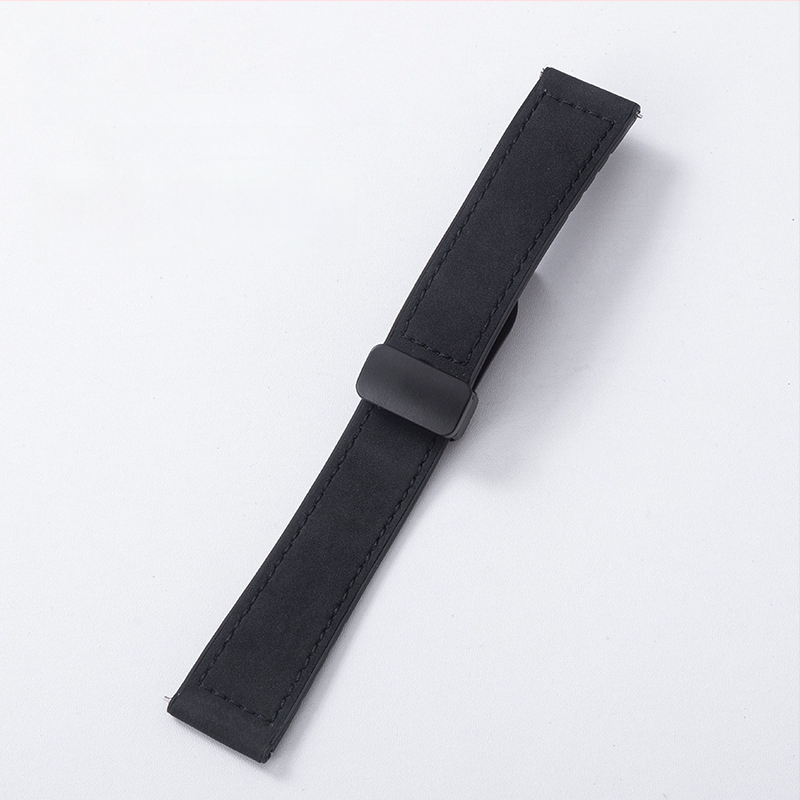 Crazy Horse ādas viedpulksteņa siksna ar magnētisku salokāmu sprādzi, saderīga ar Samsung Watch un Huawei GT3