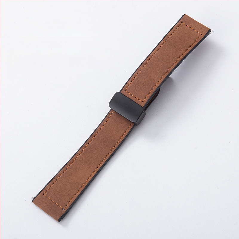 Crazy Horse ādas viedpulksteņa siksna ar magnētisku salokāmu sprādzi, saderīga ar Samsung Watch un Huawei GT3