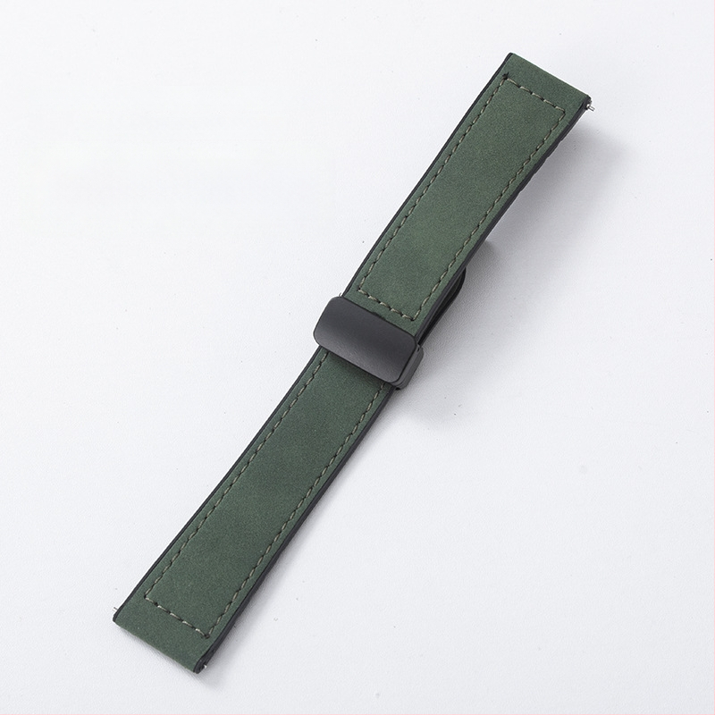 Crazy Horse ādas viedpulksteņa siksna ar magnētisku salokāmu sprādzi, saderīga ar Samsung Watch un Huawei GT3