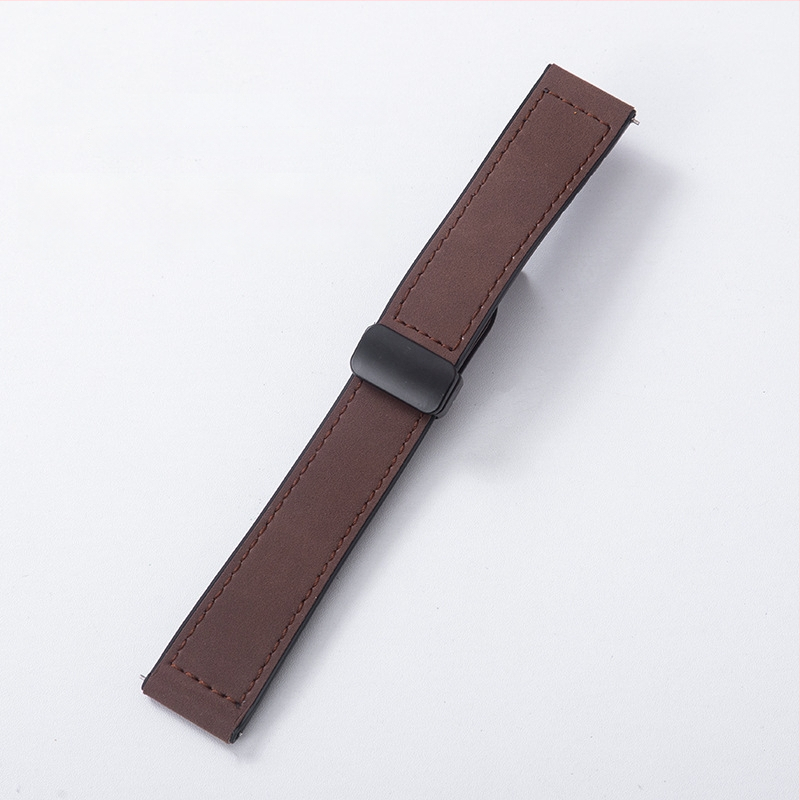 Crazy Horse ādas viedpulksteņa siksna ar magnētisku salokāmu sprādzi, saderīga ar Samsung Watch un Huawei GT3