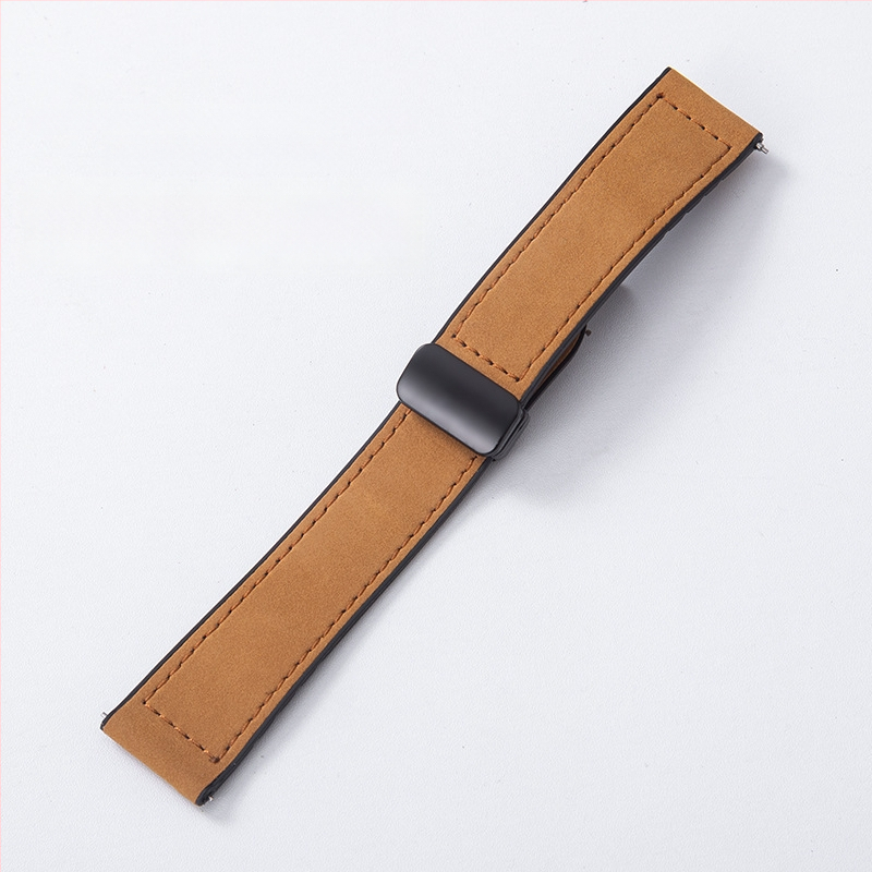 Crazy Horse ādas viedpulksteņa siksna ar magnētisku salokāmu sprādzi, saderīga ar Samsung Watch un Huawei GT3