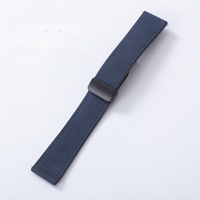 Crazy Horse ādas viedpulksteņa siksna ar magnētisku salokāmu sprādzi, saderīga ar Samsung Watch un Huawei GT3