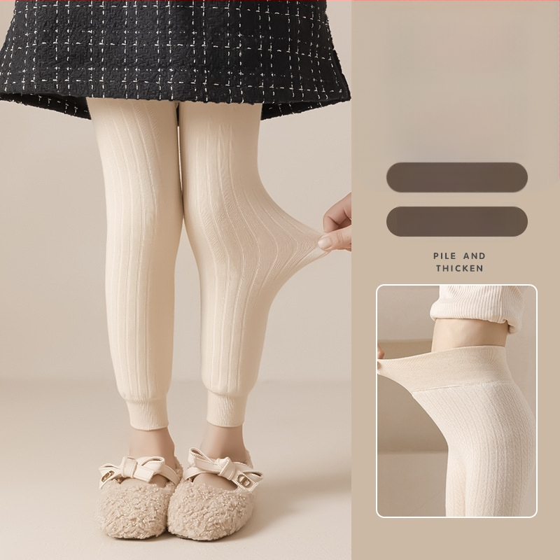 Vaikų medvilnės fliisvoodiga kelnės, aukštas liemuo, devynių taškų ilgis, žieminis audinys, 76,9% medvilnė