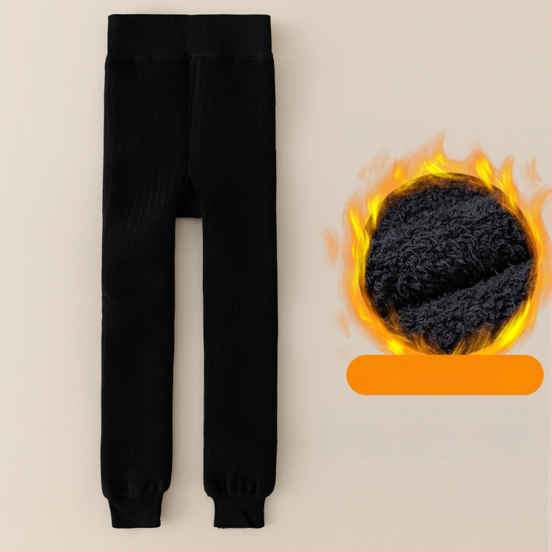 Vaikų medvilnės fliisvoodiga kelnės, aukštas liemuo, devynių taškų ilgis, žieminis audinys, 76,9% medvilnė