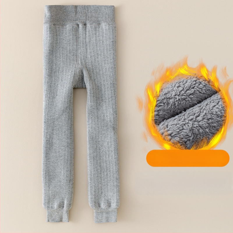 Vaikų medvilnės fliisvoodiga kelnės, aukštas liemuo, devynių taškų ilgis, žieminis audinys, 76,9% medvilnė