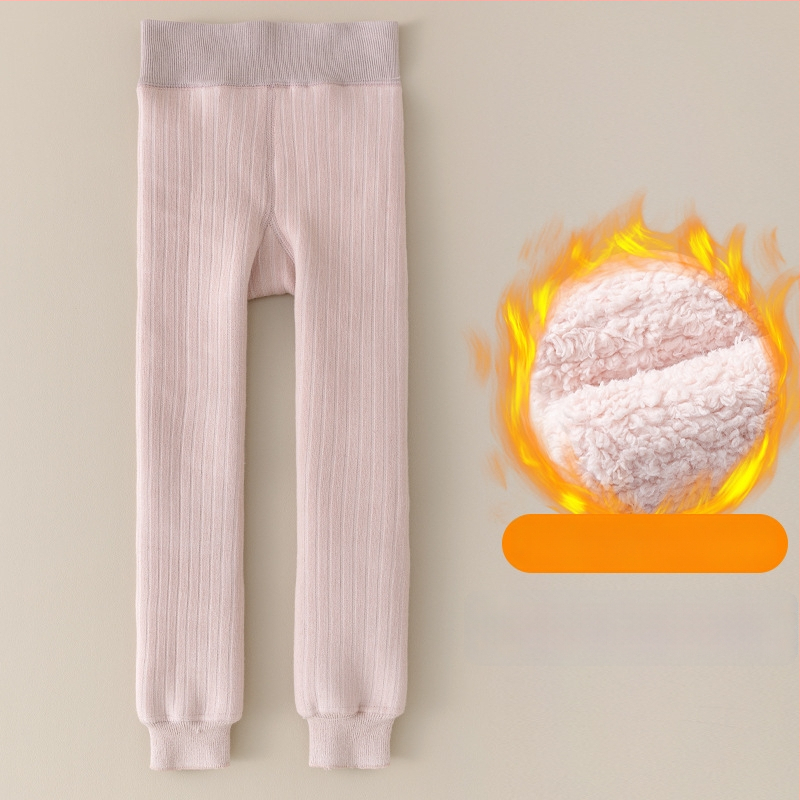 Vaikų medvilnės fliisvoodiga kelnės, aukštas liemuo, devynių taškų ilgis, žieminis audinys, 76,9% medvilnė