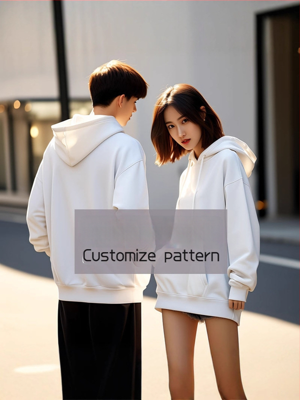 Vīriešu kapuces džemperis ar apdruku, brīvā piegriezuma, kokvilna 81–90%, rudens sezonai